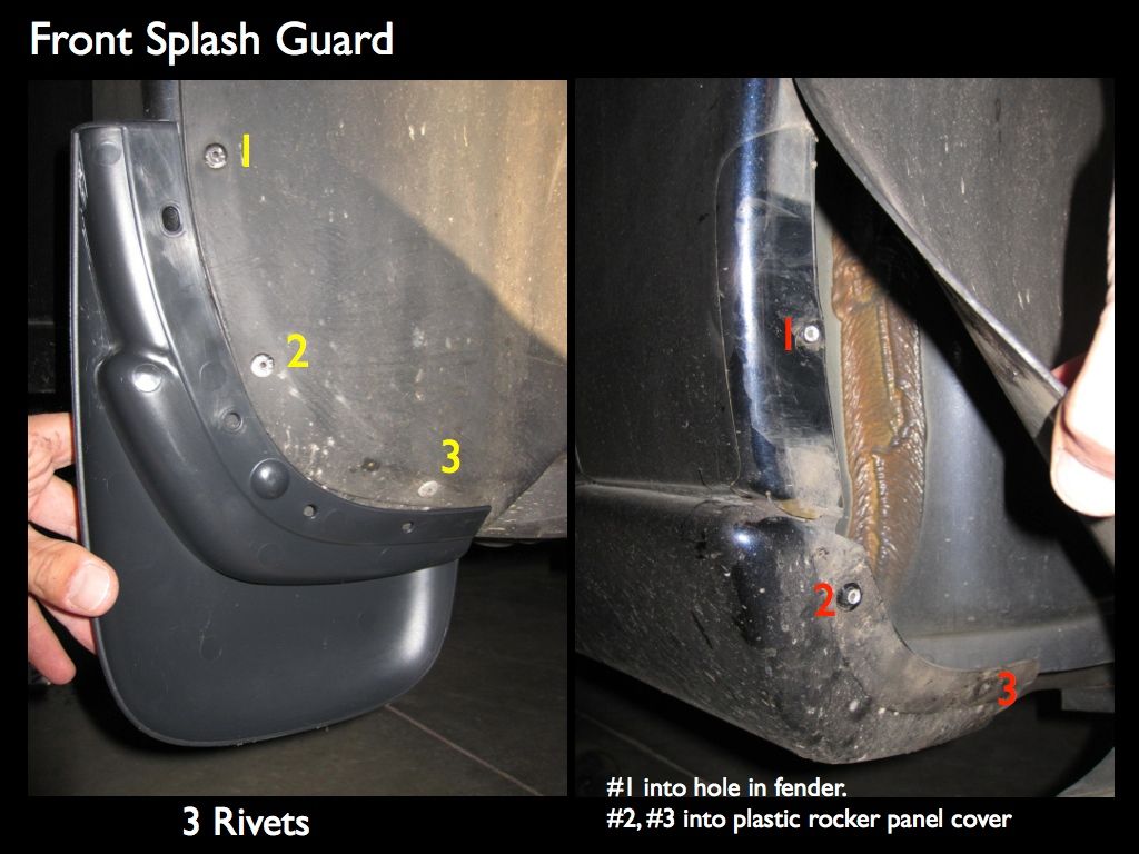 Here's a view of holding the front splash guard. Three rivets hold it